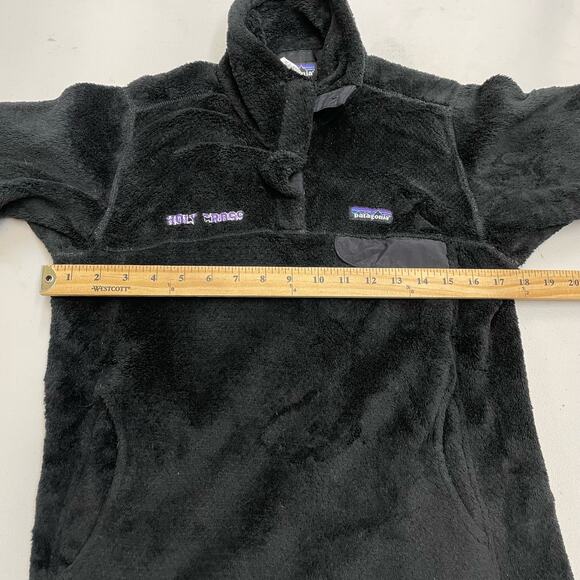 Women's PATAGONIA Polartec 1/4 Snap-T Black Fleece Pullover Sweater Small - Picture 12 of 13